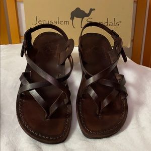 Jerusalem Sandals Tamar Buckle Brown Leather Sz 40